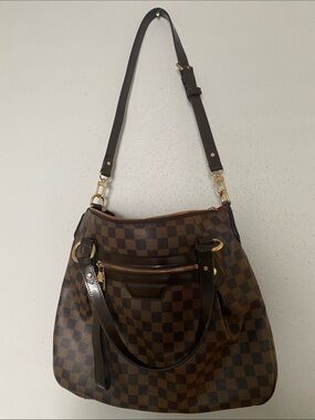 Brown Checkered Women's Shoulder and crossbody Bag